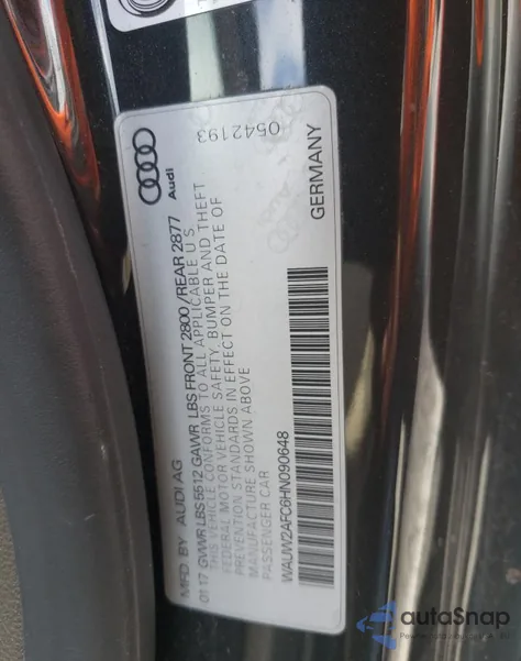 2017 Audi A7 3.0T Premium Plus from USA, damaged, VIN WAUW2AFC6HN090648